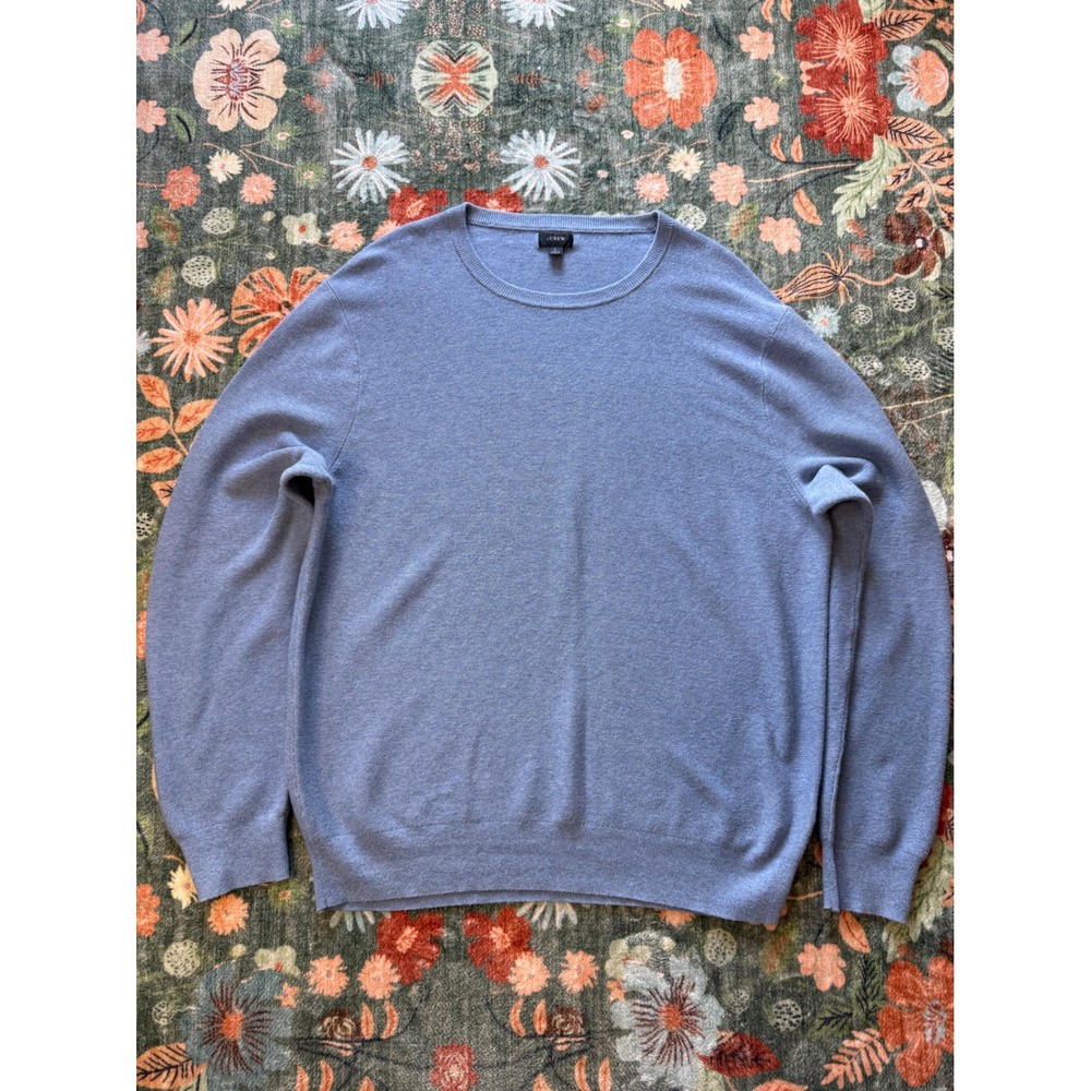 J.Crew Mens Re-Imagined Cotton Crewneck Sweater Blue H6060 Large